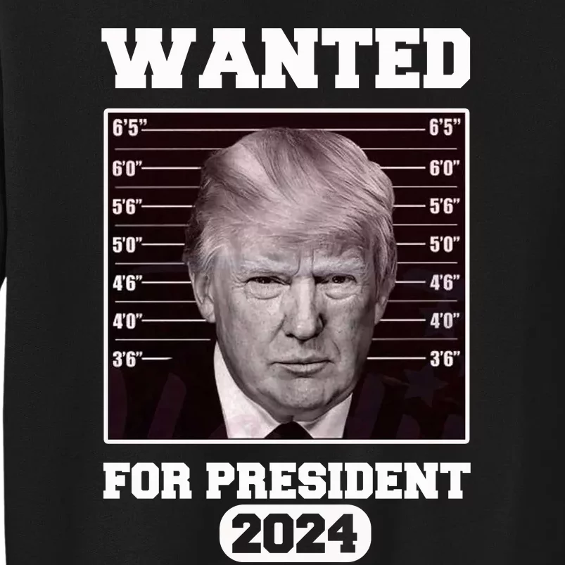 Donald Trump Wanted For President 2024 President Trump Mugshot Tall Sweatshirt