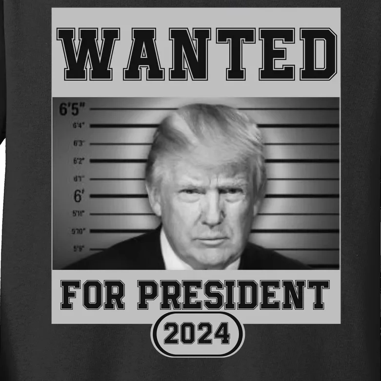 Donald Trump Wanted For President 2024 President Trump Mugshot Kids Long Sleeve Shirt