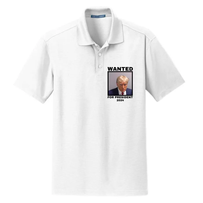 Trump wanted for President 2024 Trump Mugshot Dry Zone Grid Performance Polo