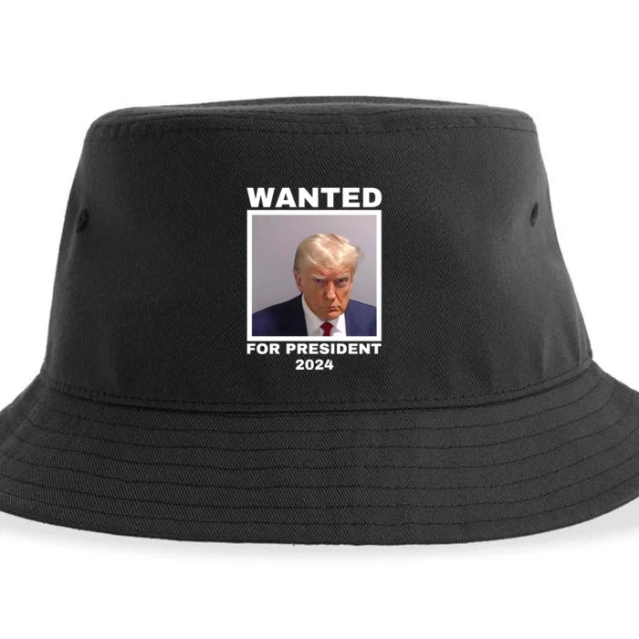 Trump wanted for President 2024 Trump Mugshot Sustainable Bucket Hat