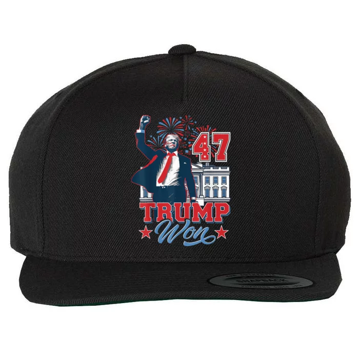 Donald Trump Wins Us Presidency Trump Won 2024 Presidential Election Wool Snapback Cap