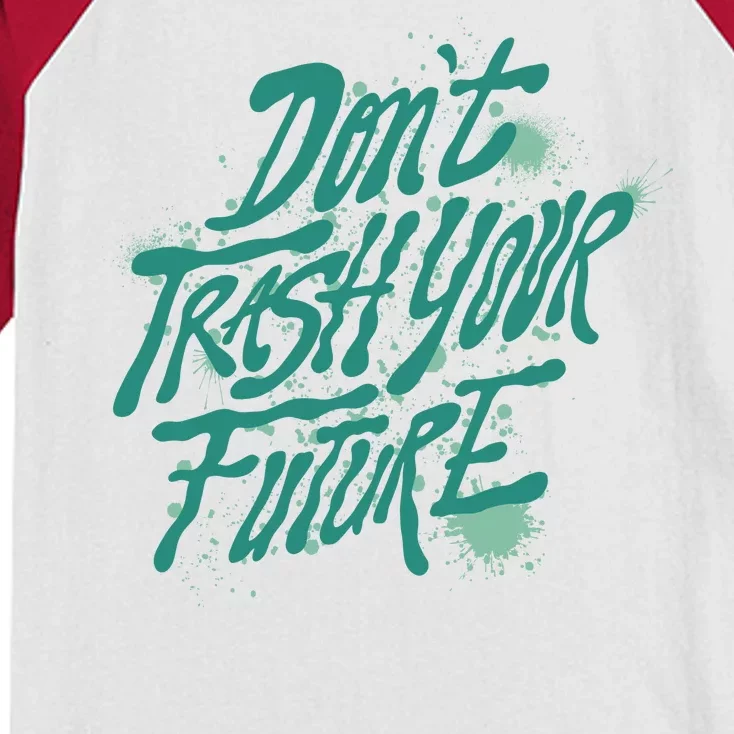 Don't Trash Your Future Earth Day Kids Colorblock Raglan Jersey