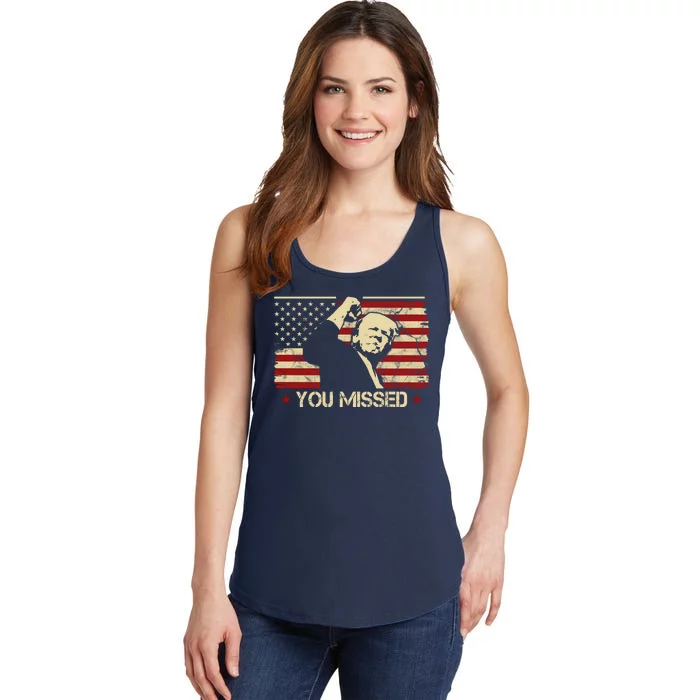 Donald Trump You Missed Funny Trump Usa 2024 Ladies Essential Tank