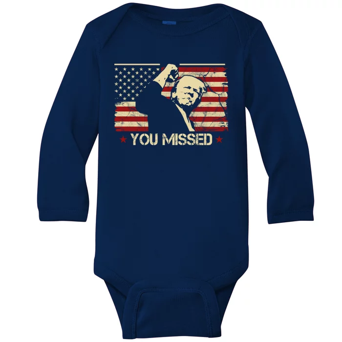 Donald Trump You Missed Funny Trump Usa 2024 Baby Long Sleeve Bodysuit