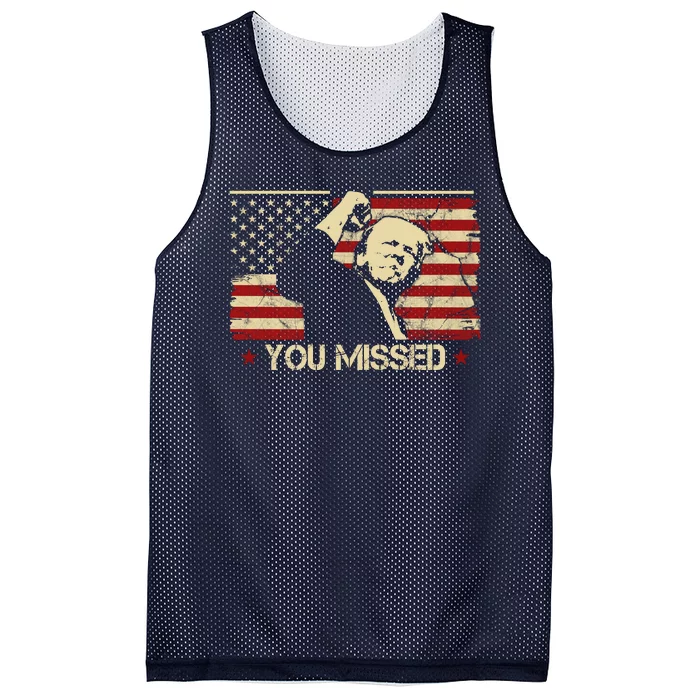 Donald Trump You Missed Funny Trump Usa 2024 Mesh Reversible Basketball Jersey Tank