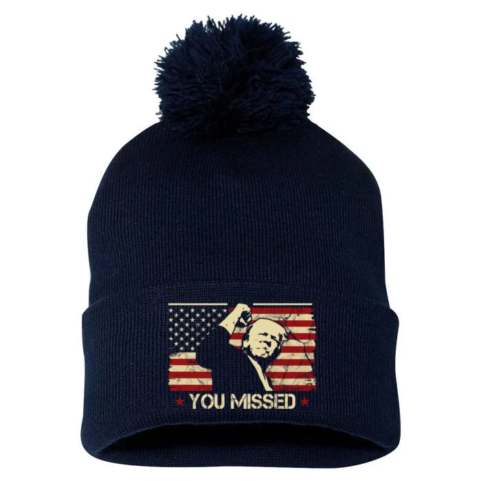 Donald Trump You Missed Vintage Usa Flag Election Pom Pom 12in Knit Beanie