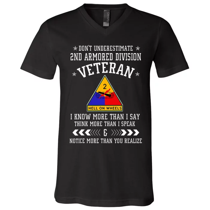 DonT Underestimate 2nd Armored Division Veteran Day Xmas V-Neck T-Shirt