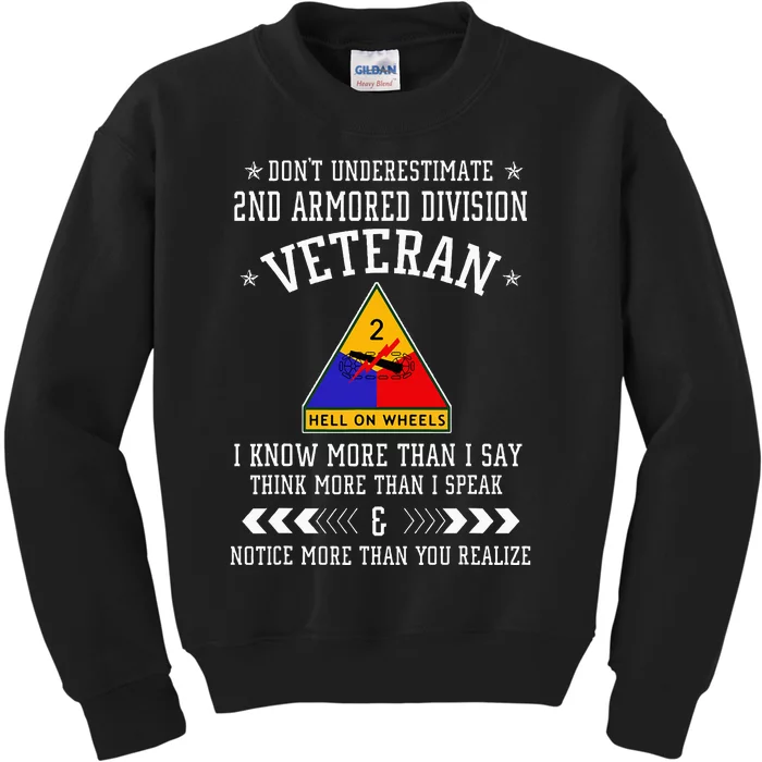 DonT Underestimate 2nd Armored Division Veteran Day Xmas Kids Sweatshirt