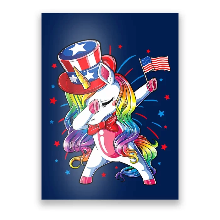 Dabbing Unicorn 4th Of July Women American Poster