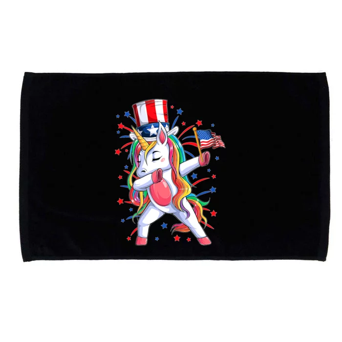 Dabbing Unicorn 4th Of July American Flag Gift Microfiber Hand Towel