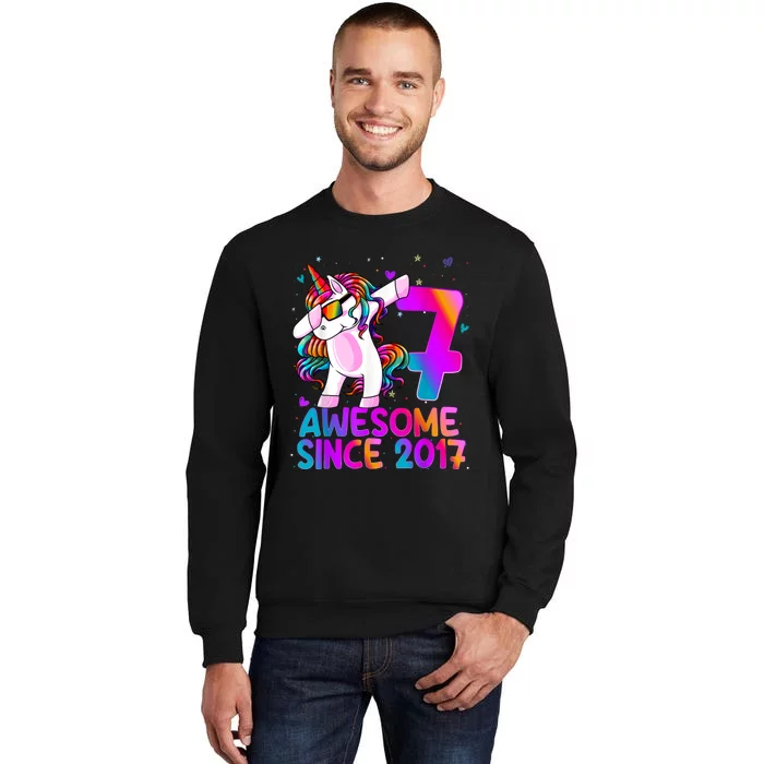 Dabbing Unicorn 7 Year Old 7th Birthday Girl Unicorn Party Sweatshirt