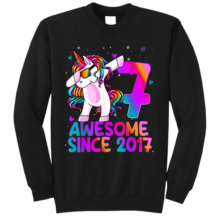 Dabbing Unicorn 7 Year Old 7th Birthday Girl Unicorn Party Sweatshirt