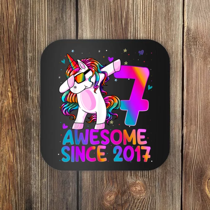 Dabbing Unicorn 7 Year Old 7th Birthday Girl Unicorn Party Coaster