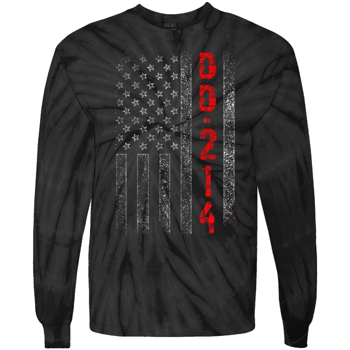 Dd214 Us Alumni American Flag Vintage Veteran Patriotic Tie-Dye Long Sleeve Shirt