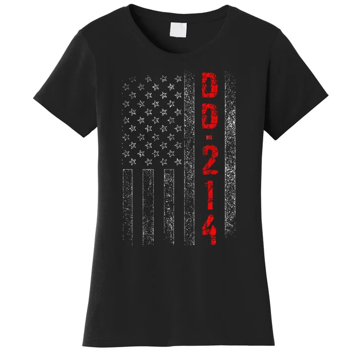 Dd214 Us Alumni American Flag Vintage Veteran Patriotic Women's T-Shirt