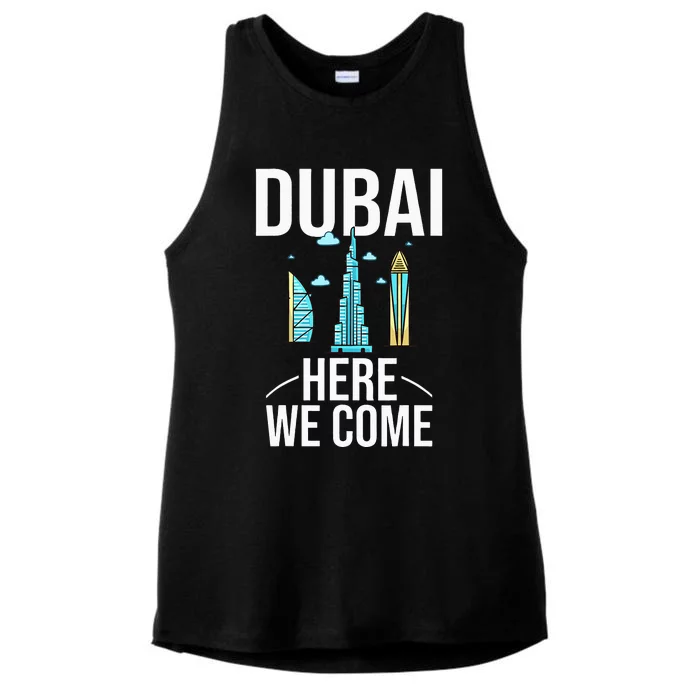 Dubai United Arab Emirates Uae City Trip Skyline Map Travel Ladies Tri-Blend Wicking Tank