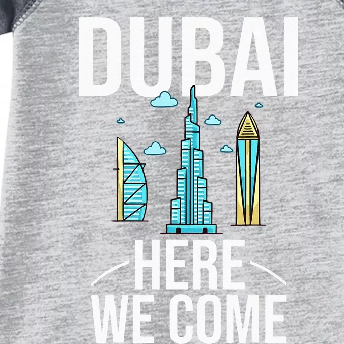 Dubai United Arab Emirates Uae City Trip Skyline Map Travel Infant Baby Jersey Bodysuit