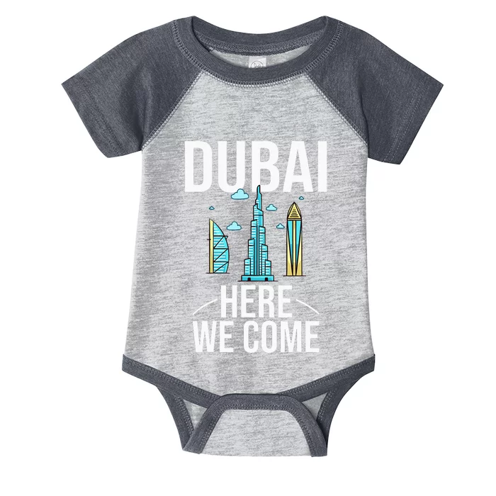 Dubai United Arab Emirates Uae City Trip Skyline Map Travel Infant Baby Jersey Bodysuit