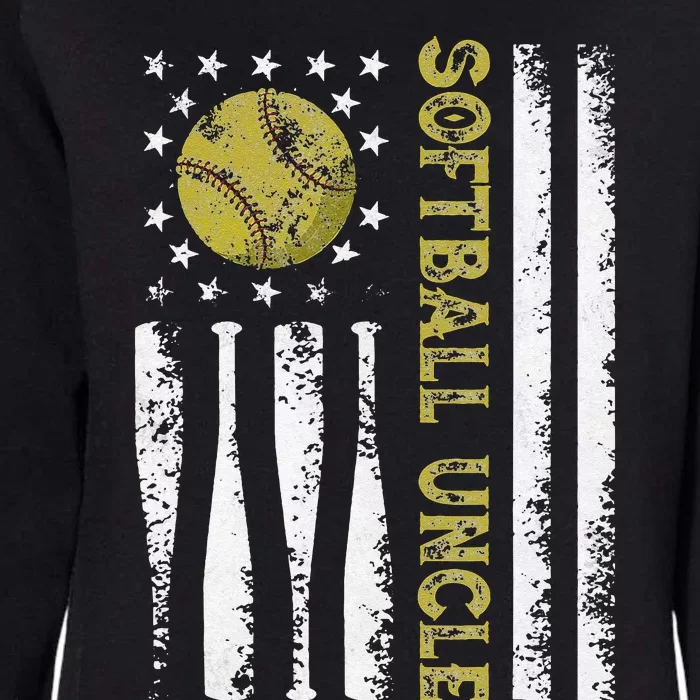 Distressed USA American Flag Softball Uncle Fathers Day Womens California Wash Sweatshirt