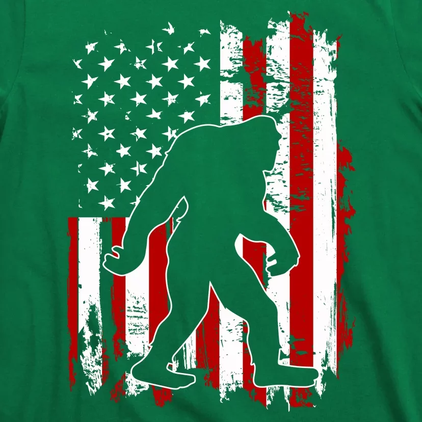 Distressed USA American Bigfoot Sasquatch Flag T-Shirt