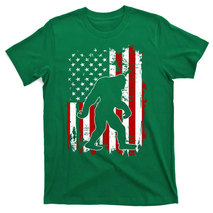 Distressed USA American Bigfoot Sasquatch Flag T-Shirt