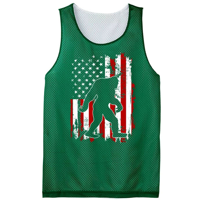 Distressed USA American Bigfoot Sasquatch Flag Mesh Reversible Basketball Jersey Tank