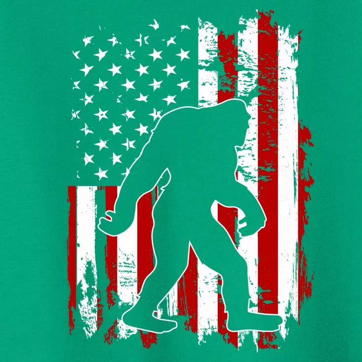 Distressed USA American Bigfoot Sasquatch Flag Toddler T-Shirt