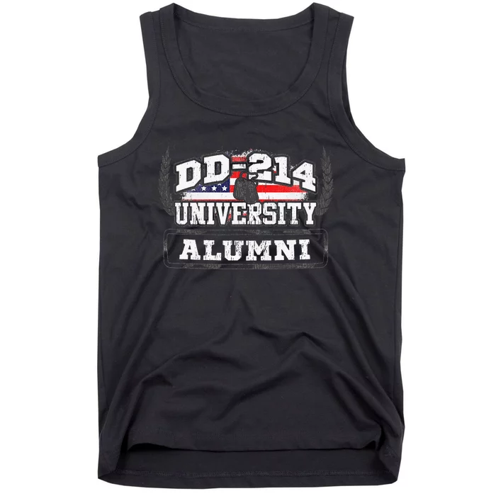 DD214 University Alumni Military Vet Retired Veteran Flag Tank Top