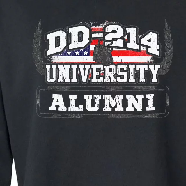 DD214 University Alumni Military Vet Retired Veteran Flag Cropped Pullover Crew