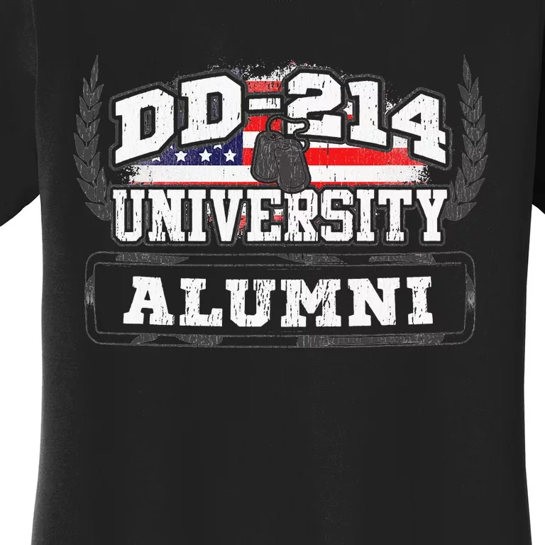 DD214 University Alumni Military Vet Retired Veteran Flag Women's T-Shirt