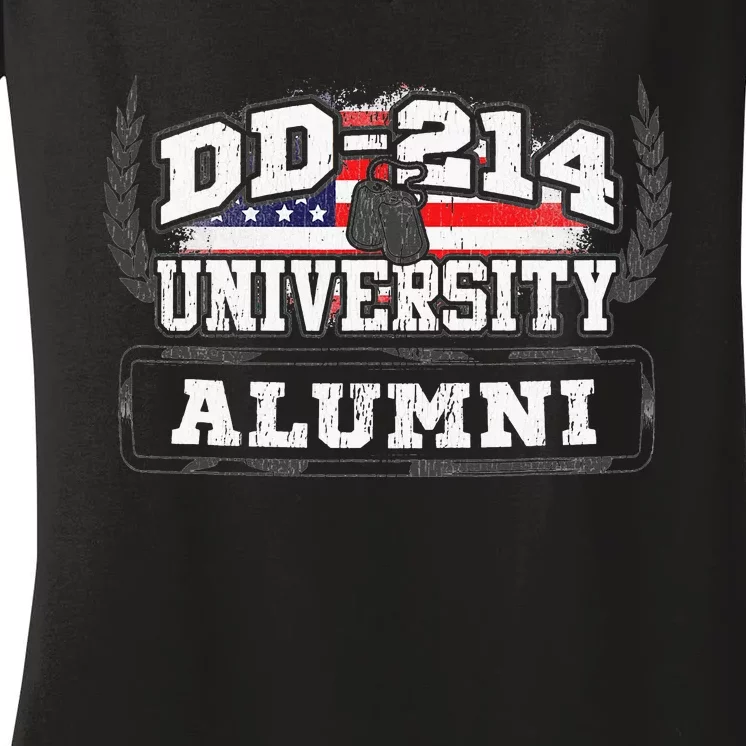 DD214 University Alumni Military Vet Retired Veteran Flag Women's V-Neck T-Shirt