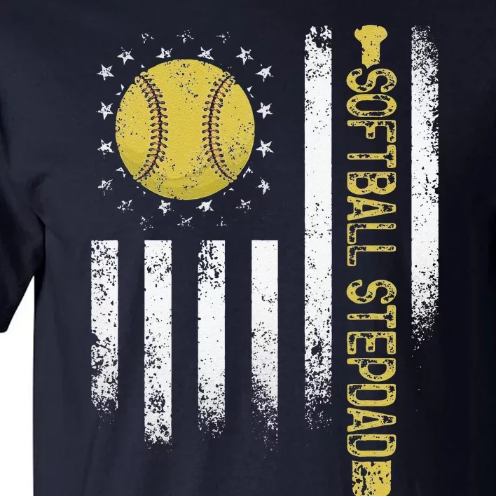 Distressed USA American Flag Softball Stepdad Fathers Day Tall T-Shirt