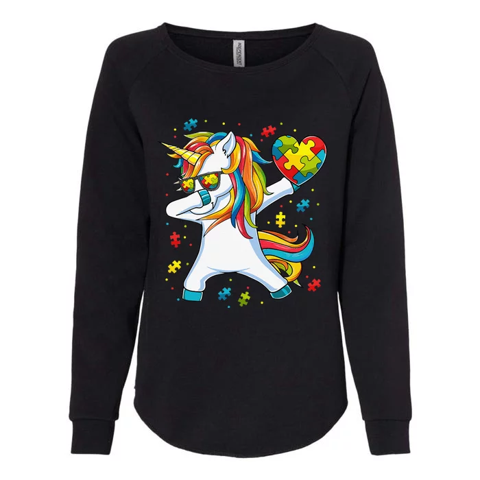 Dabbing Unicorn Autism Awareness Gift Womens California Wash Sweatshirt