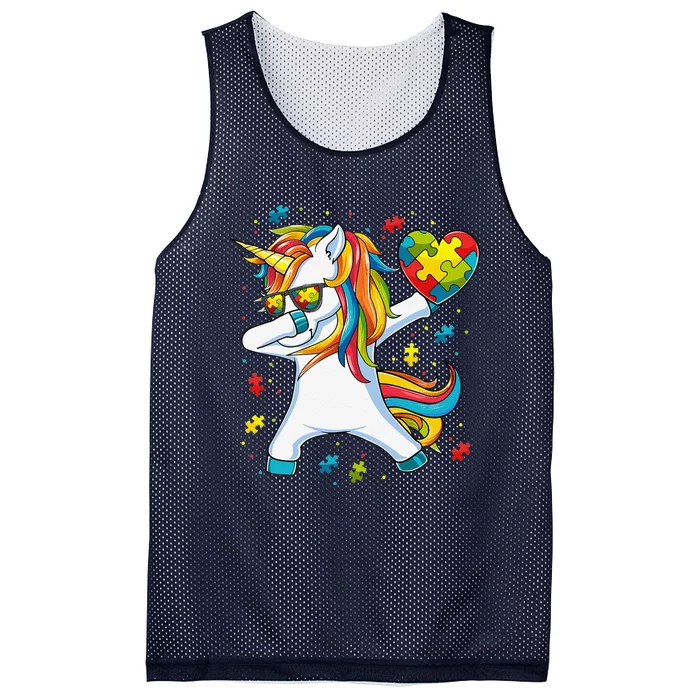 Dabbing Unicorn Autism Awareness Gift Mesh Reversible Basketball Jersey Tank