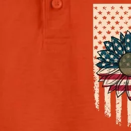 Distressed USA American Flag Sunflower Dry Zone Grid Performance Polo