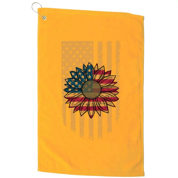 Distressed USA American Flag Sunflower Platinum Collection Golf Towel