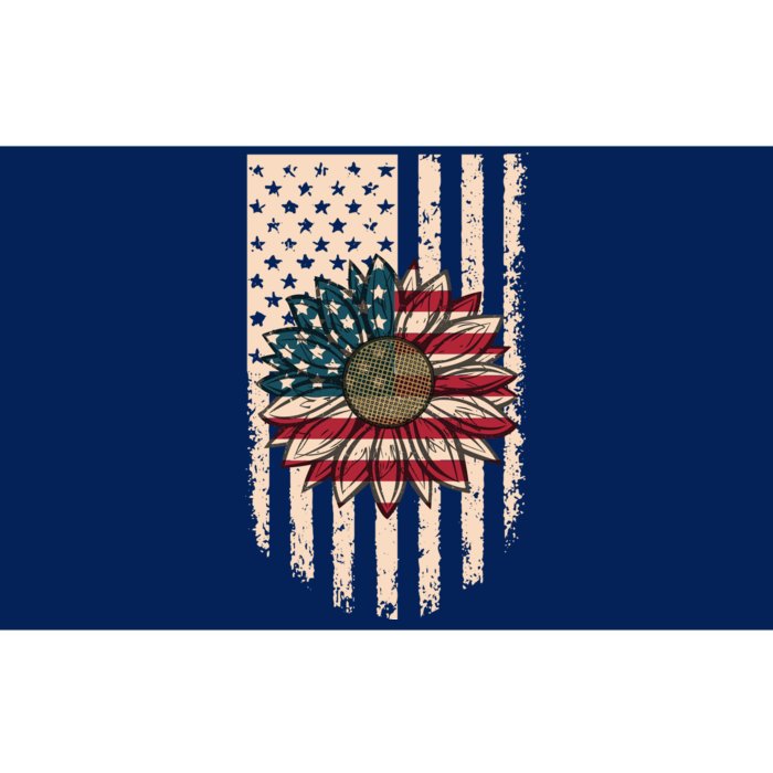 Distressed USA American Flag Sunflower Bumper Sticker