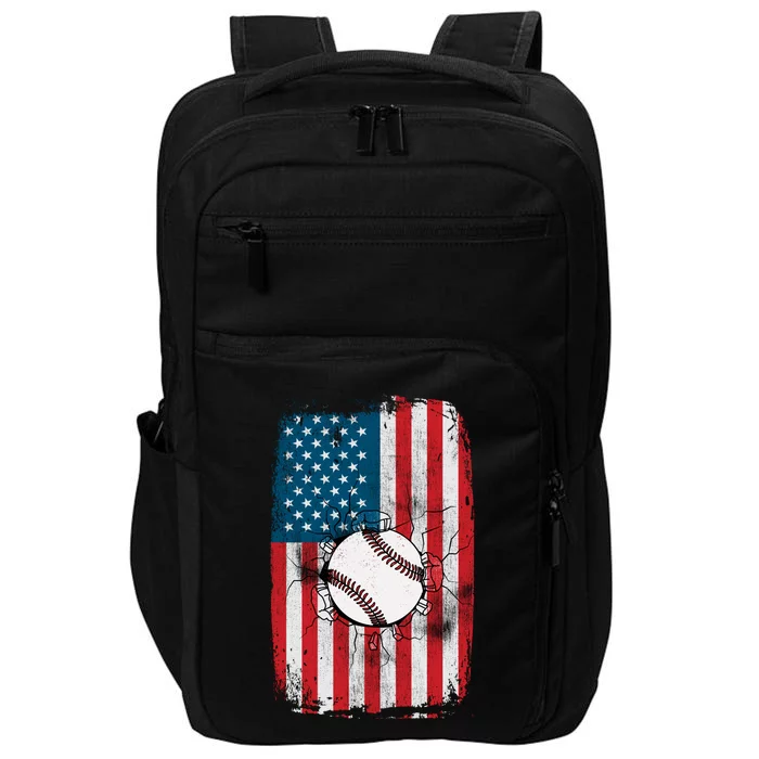 Distressed USA American Flag Baseball Impact Tech Backpack