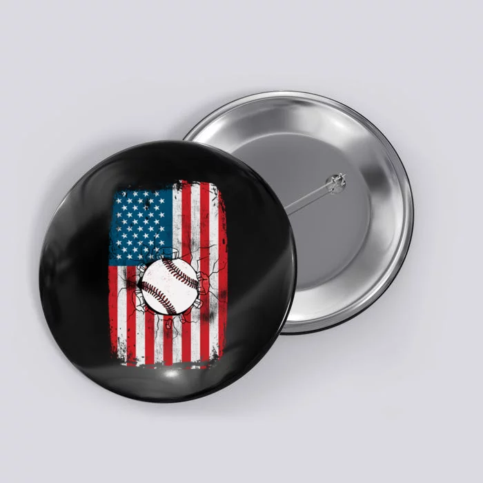 Distressed USA American Flag Baseball Button