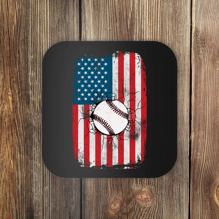 Distressed USA American Flag Baseball Coaster