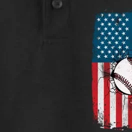 Distressed USA American Flag Baseball Dry Zone Grid Performance Polo