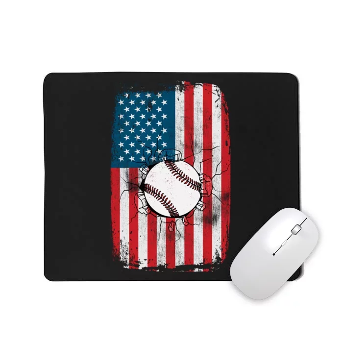 Distressed USA American Flag Baseball Mousepad