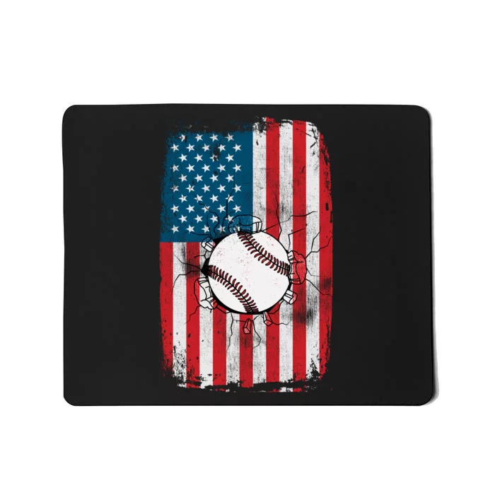 Distressed USA American Flag Baseball Mousepad