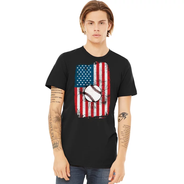 Distressed USA American Flag Baseball Premium T-Shirt