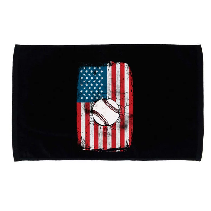 Distressed USA American Flag Baseball Microfiber Hand Towel