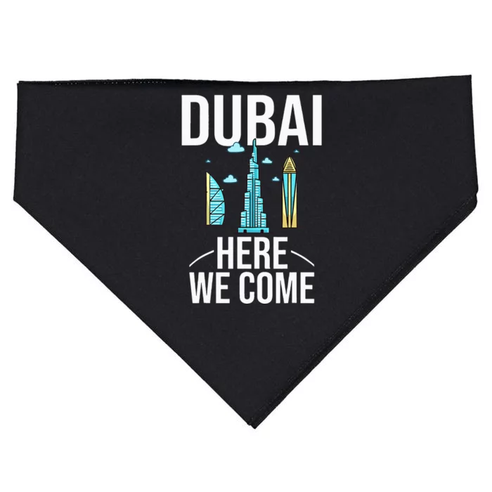 Dubai United Arab Emirates Uae City Trip Skyline Map Travel USA-Made Doggie Bandana