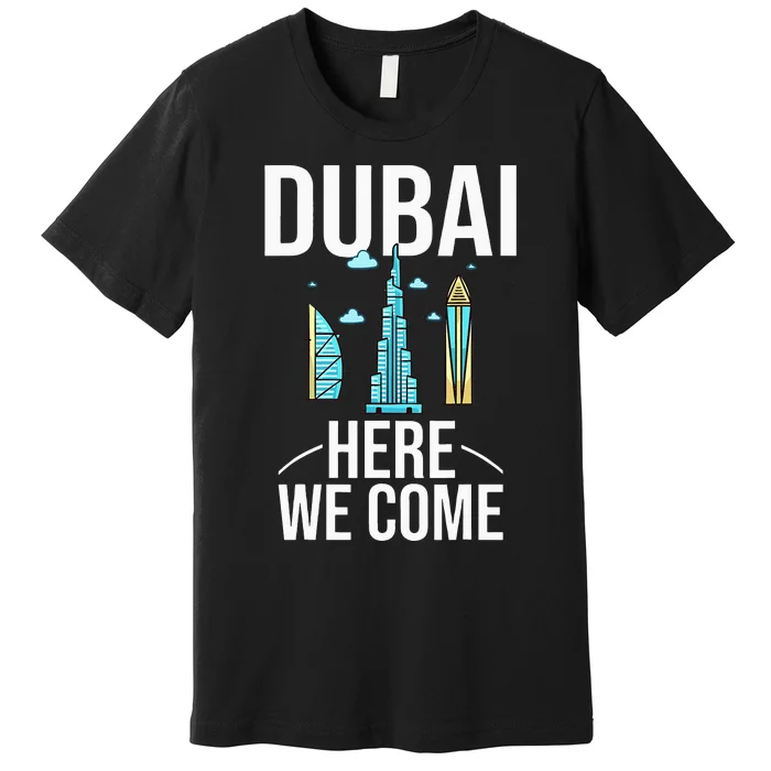 Dubai United Arab Emirates Uae City Trip Skyline Map Travel Premium T-Shirt