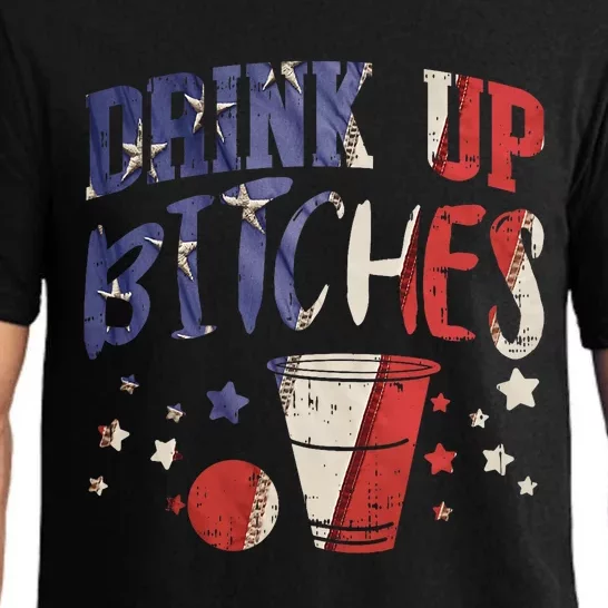 Drink Up Bitches Funny Usa 4th Of July Party Drinking Team Pajama Set