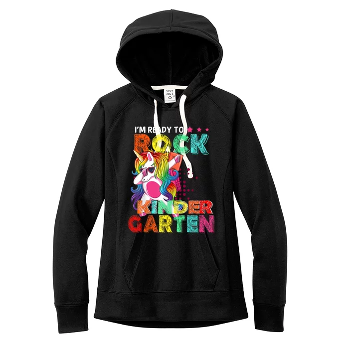 Dabbing Unicorn Back To School Ready To Rock Kindergarten Women's Fleece Hoodie