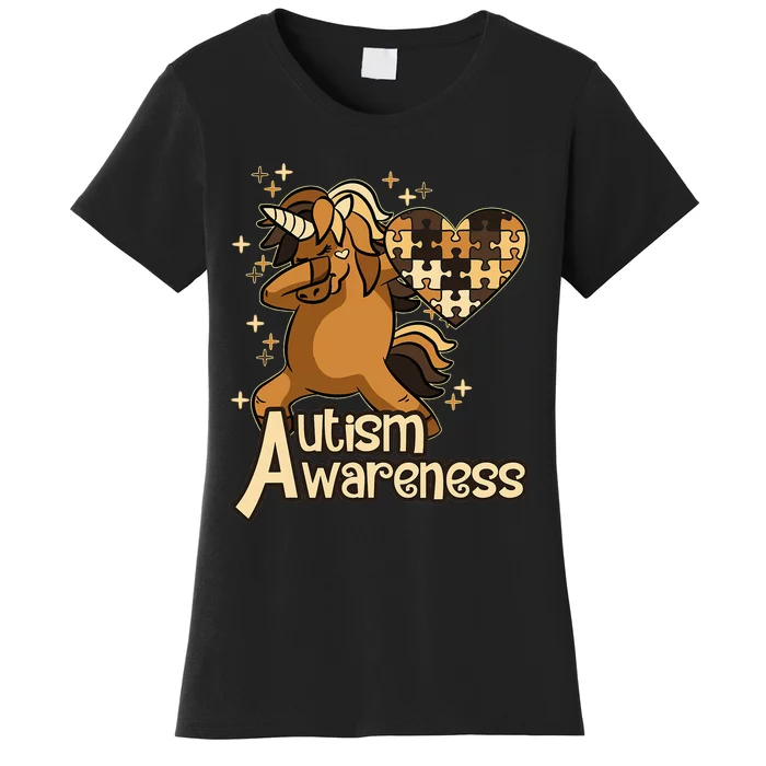 Dabbing Unicorn Black History Month BLM Autism Awareness Women's T-Shirt